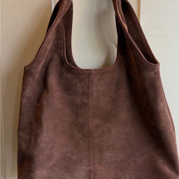 None Handbags - Chic Brown Suede Shoulder Bag